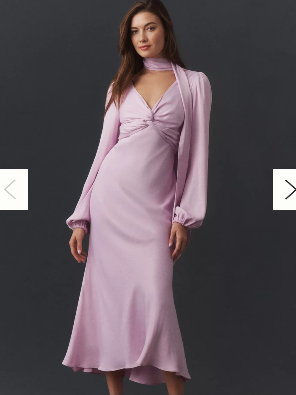 Lilac Twist-Front Long Sleeve Maxi Dress